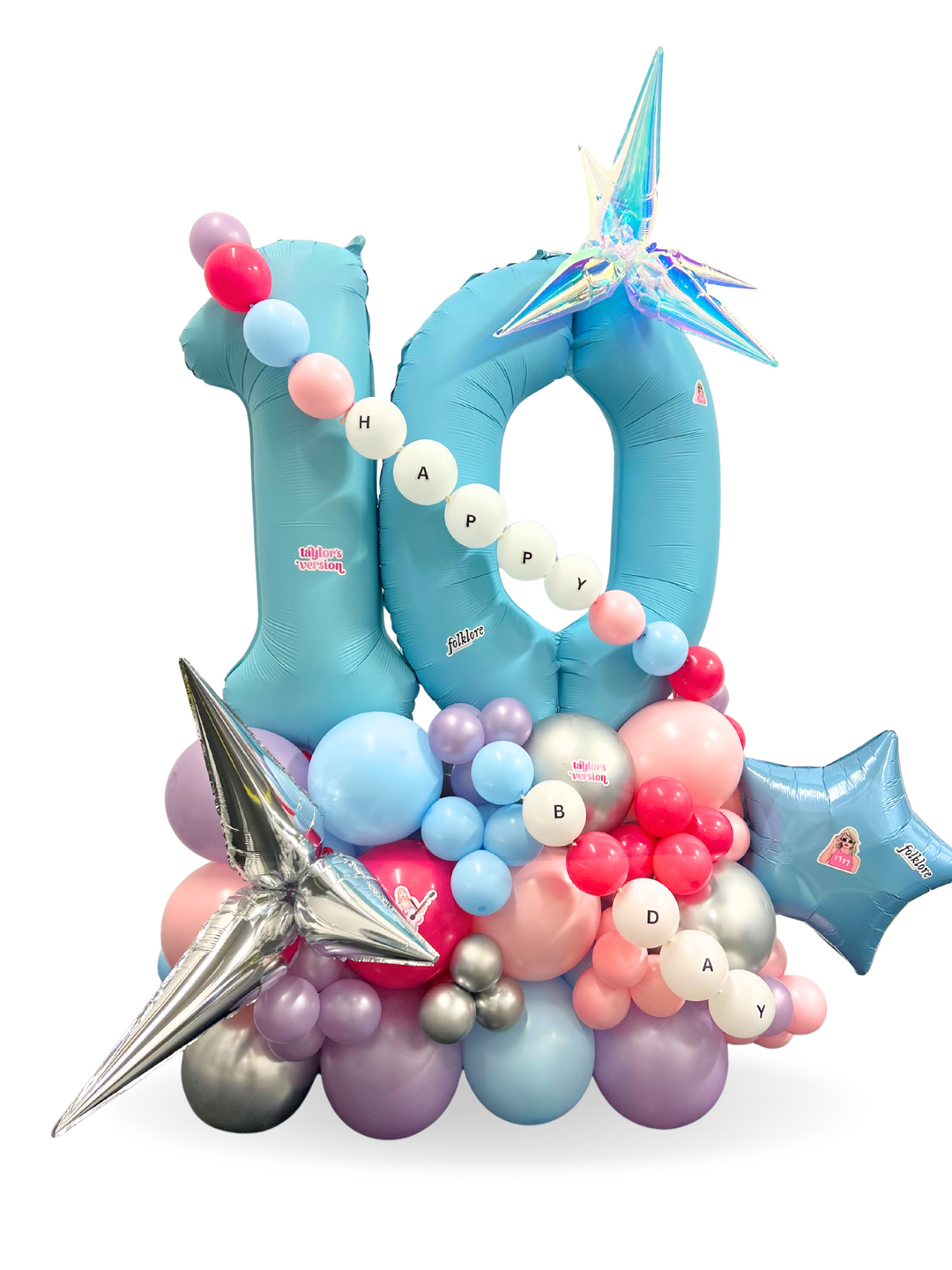 Two Number on Air-filled balloon stand (optional custom message)