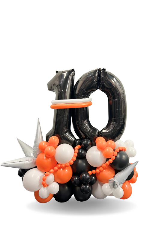 Two Number on Air-filled balloon stand (optional custom message)