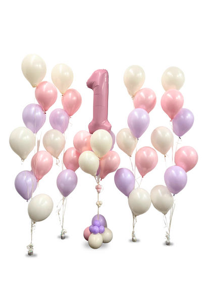Number Balloon with cascading balloon package