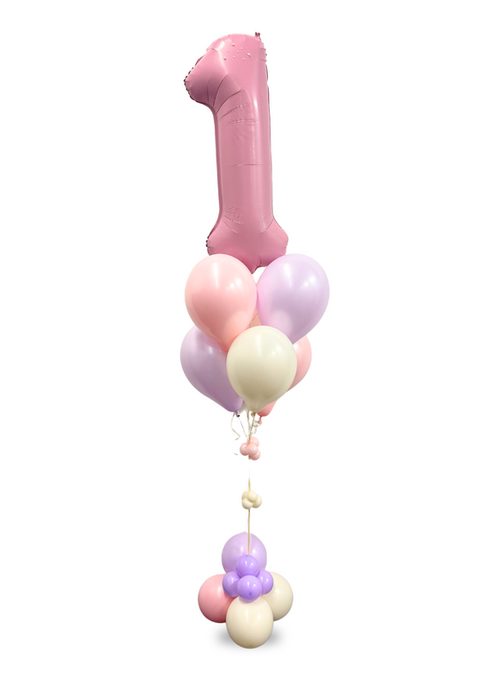 Number Balloon bouquet with bubble cluster (qty 1)