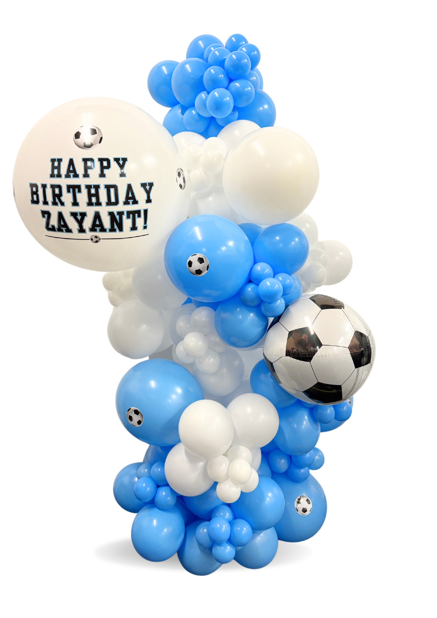 Custom 6.5ft freestanding soccer balloon garland