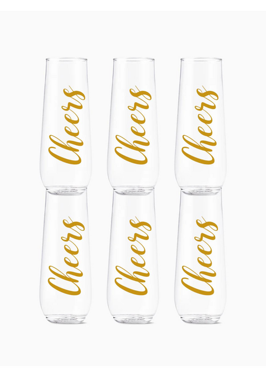 "Cheers" 9oz Plastic Champagne Flute