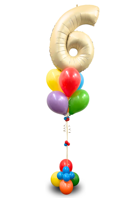 Number Balloon bouquet with bubble cluster (qty 1)