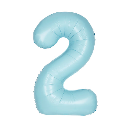 (uninflated) Matte Powder Blue Foil Numbers 34"