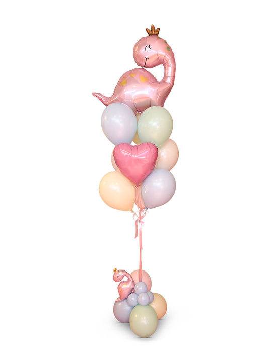 Pink Dinosaur balloon package with heart accent