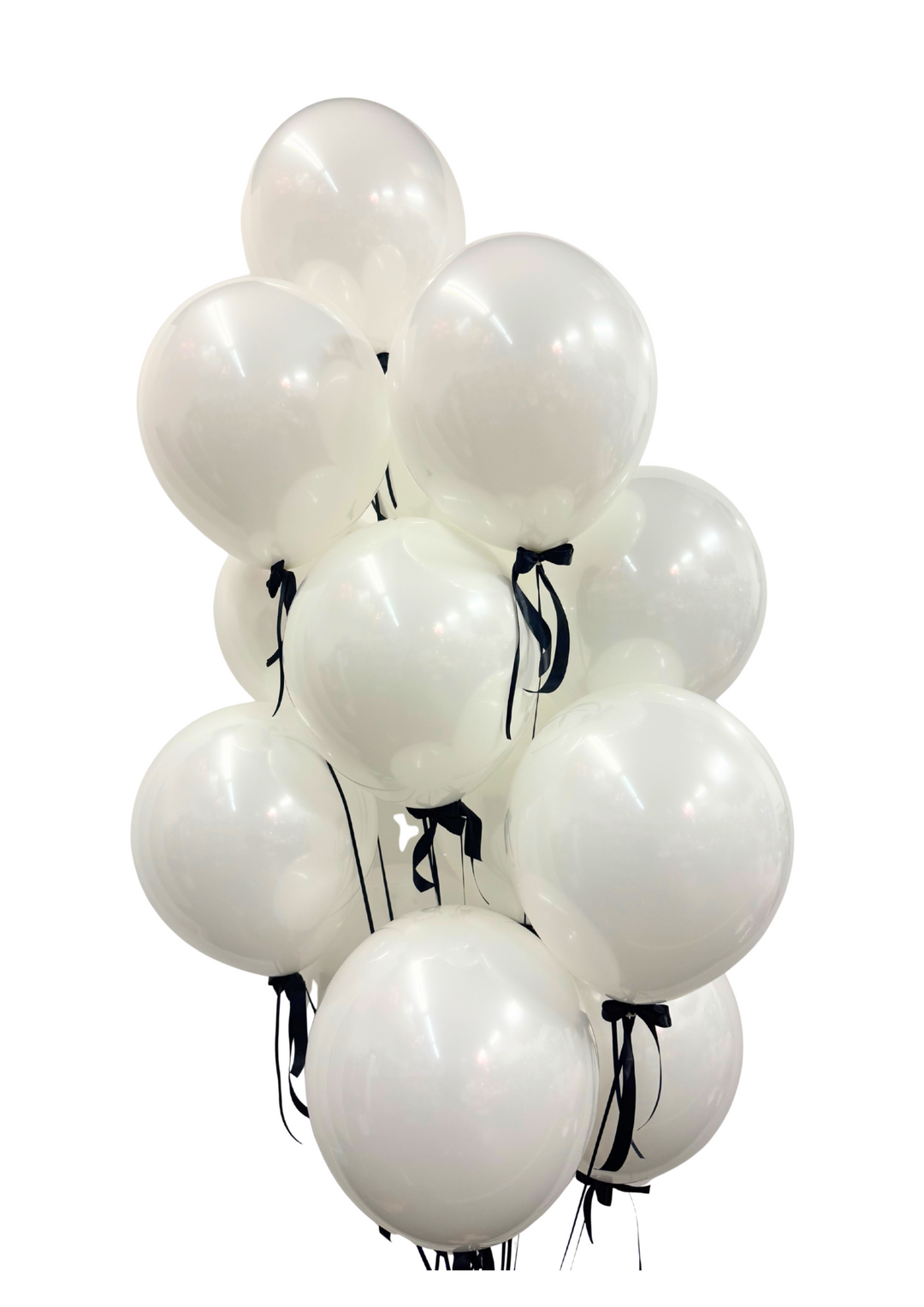 17" Double Stuffed Clear + White Balloon with Black Bow (Qty: 1)