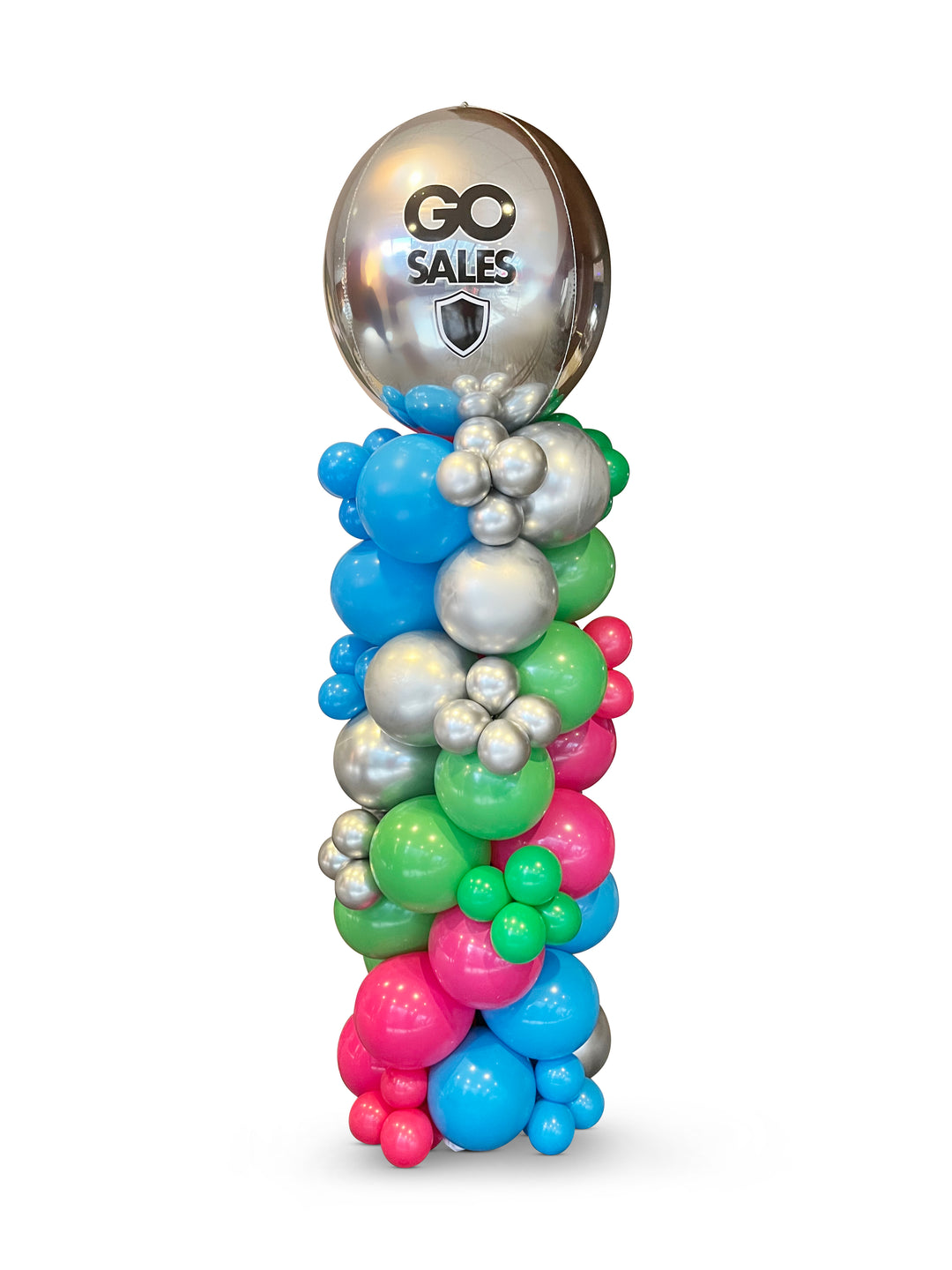 Custom balloon column with 21” Orbz (logo/custom message)