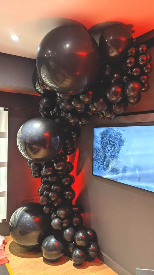 30ft of All Black Halloween Balloon Cluster