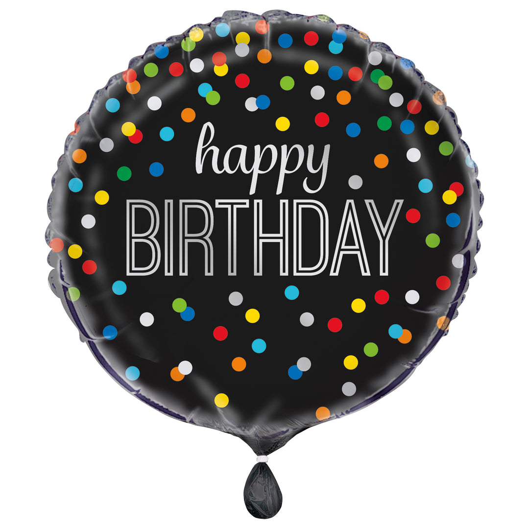 Rainbow Confetti Happy Birthday Foil Balloon
