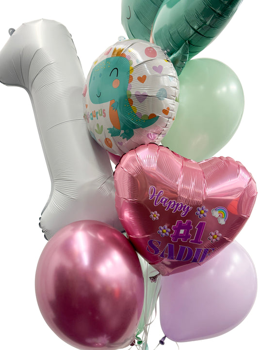 Baby saurus Dino Balloon Bouquet with number
