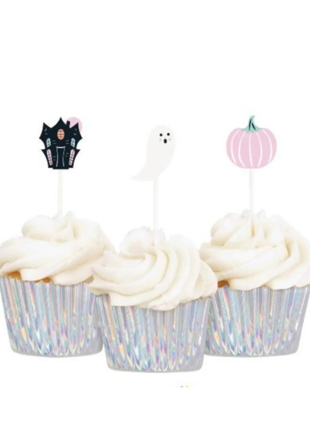 Cupcake Decoration Kit with Iridescent Cupcake Liners 24pc