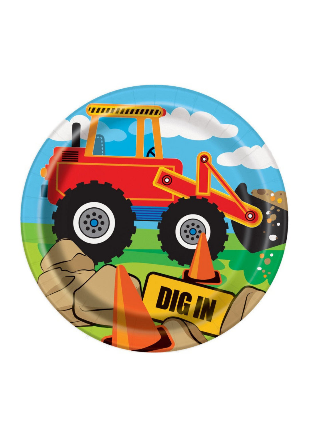 Construction Truck Party Round 7" Dessert Plates 8ct