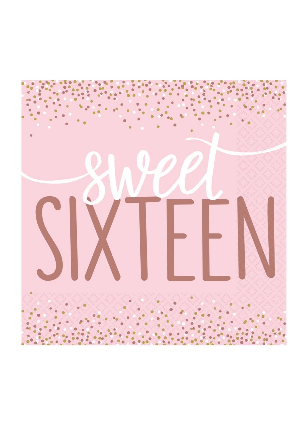"Sweet Sixteen" Square Paper Disposable Lunch Napkins
