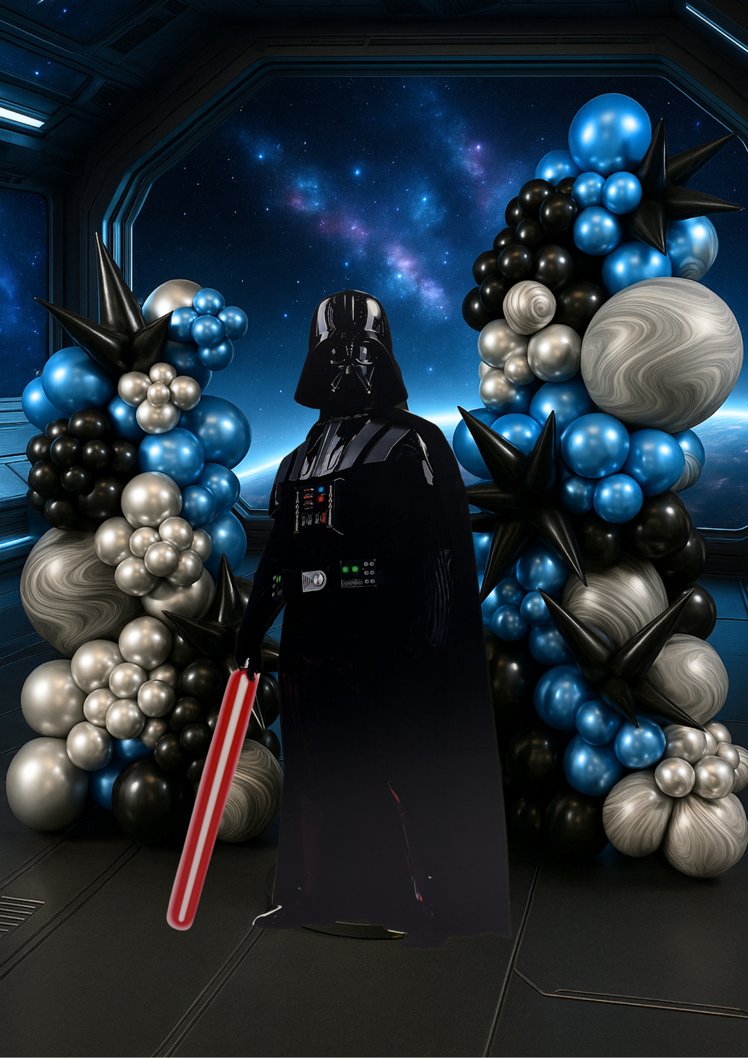 Darth Vader Custom with Balloon Garland Backdrop