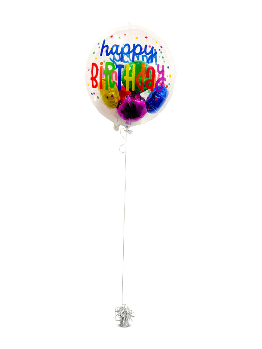 Happy Birthday balloon clear with Mini balloons inside