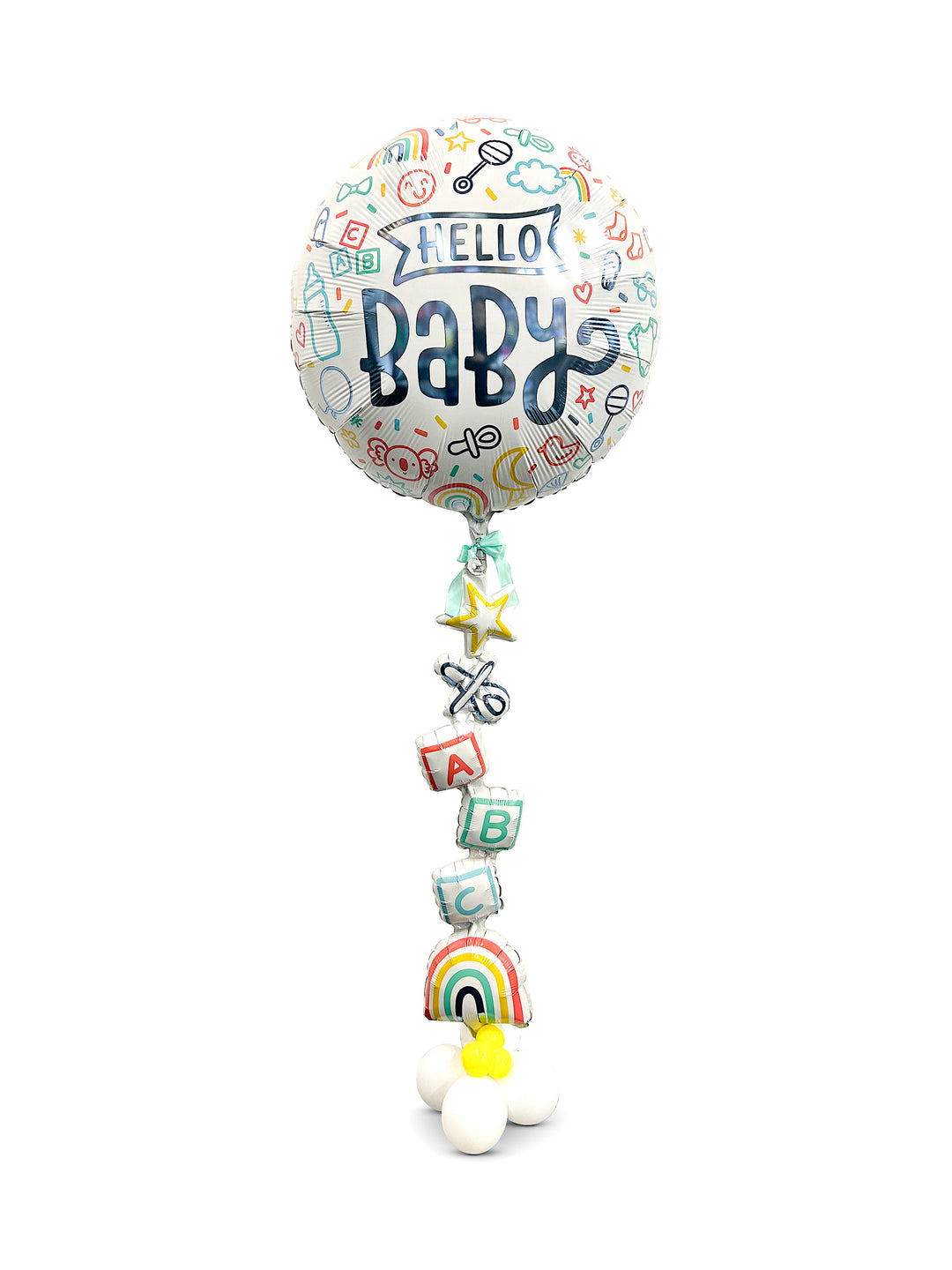 XL Hello baby balloon foil with ABC block tail