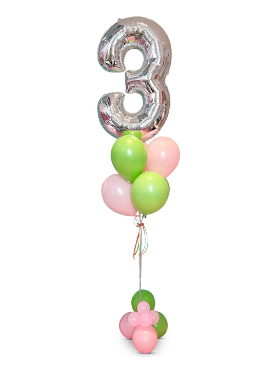 Number Balloon bouquet with bubble cluster (qty 1)
