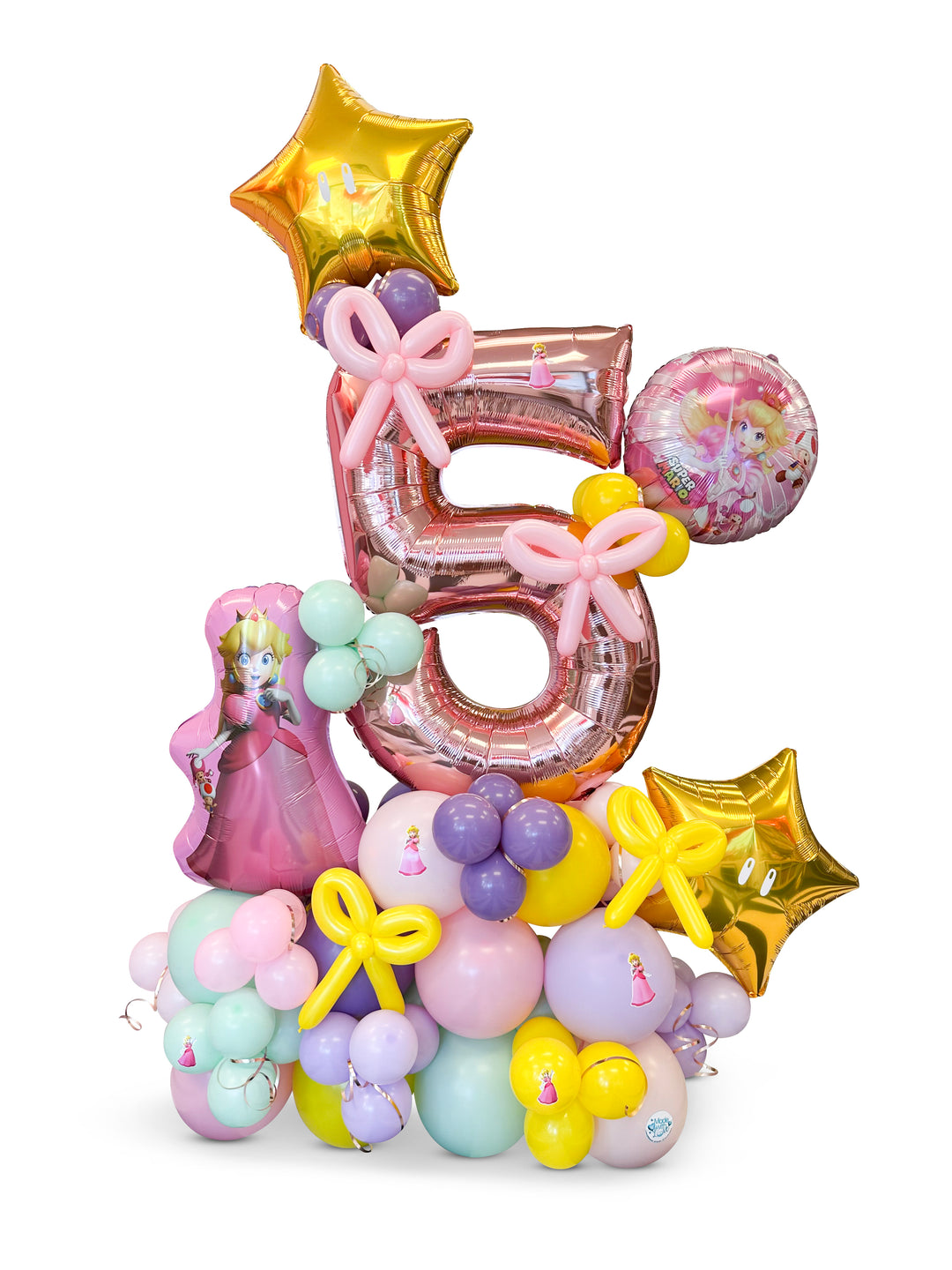 Custom Princess Peach balloon Number cluster stand