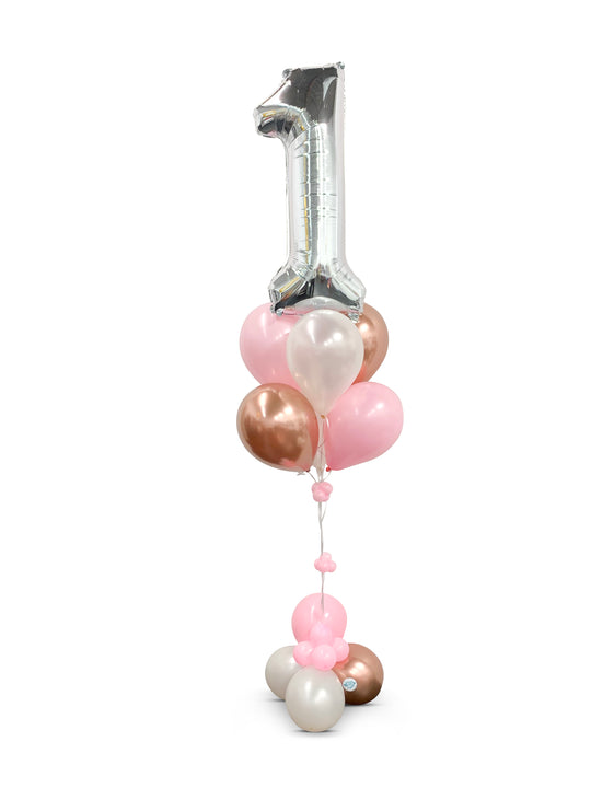 Number Balloon bouquet with bubble cluster (qty 1)