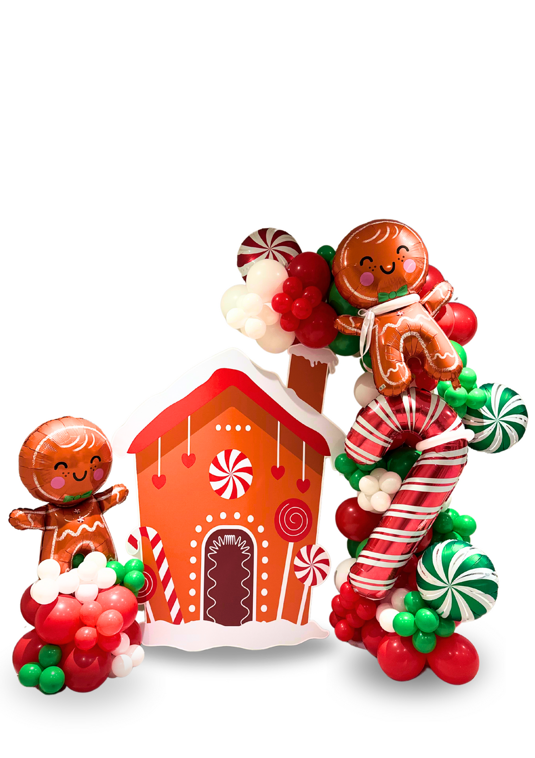 5ft Gingerbread House Balloon with 8ft Free standing Cluster/Garland