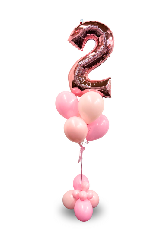 Number Balloon bouquet with bubble cluster (qty 1)