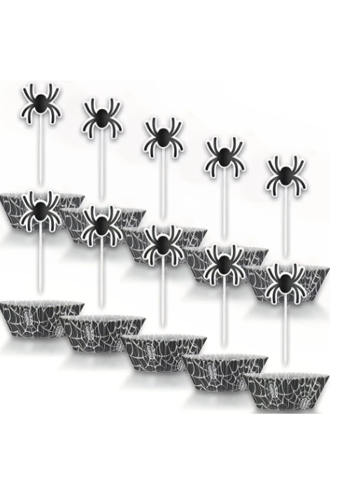Black Spider Web Cupcake Kit 24pc