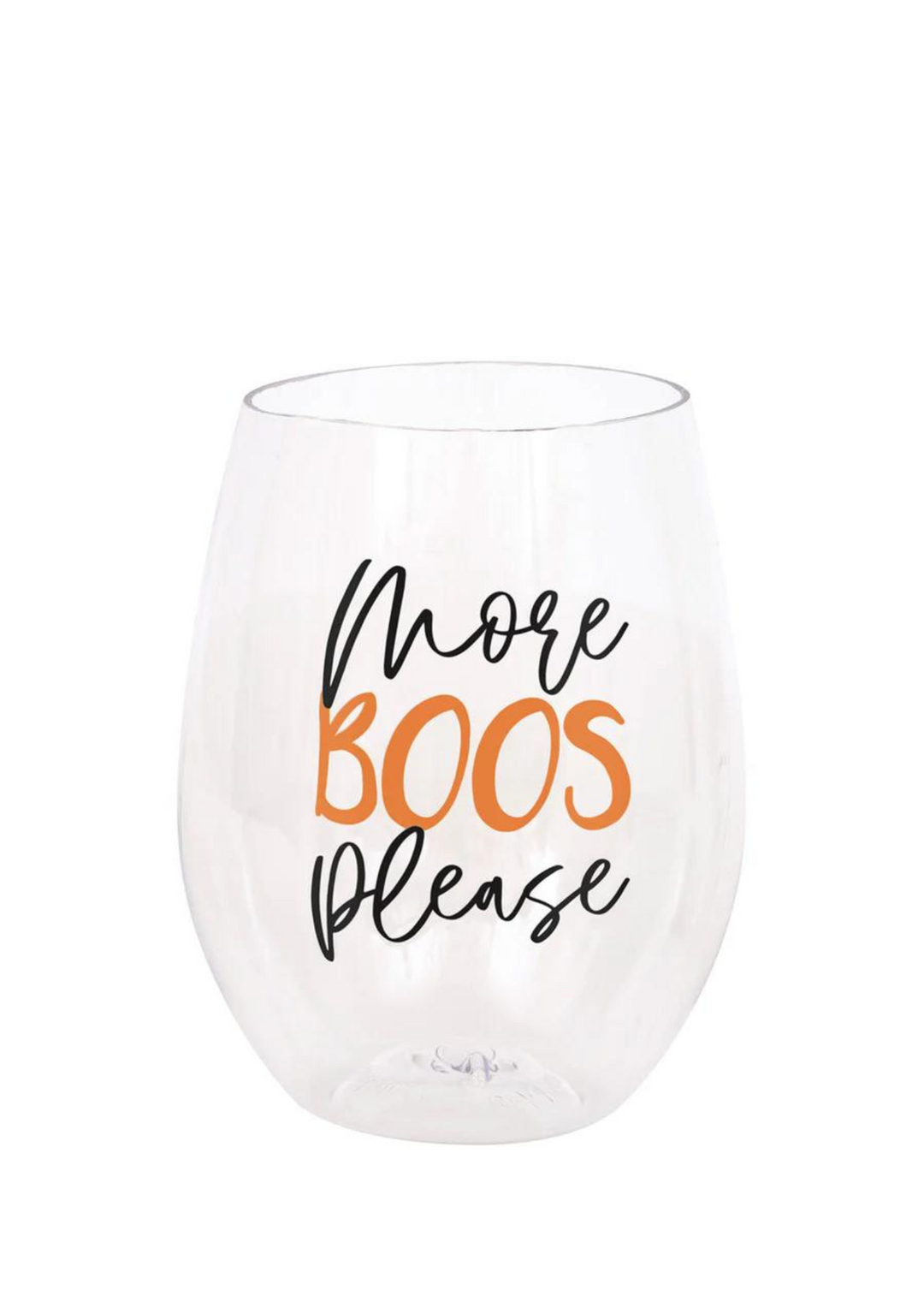 Halloween "More Boos Please" Plastic Wine Glass