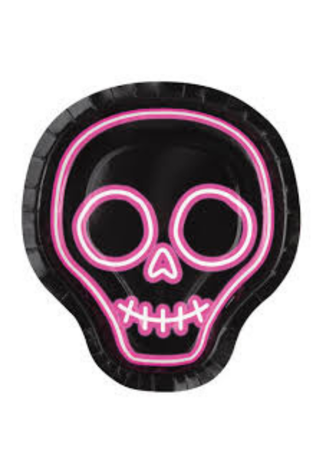 Neon Skull Shaped Dinner Plates 8ct