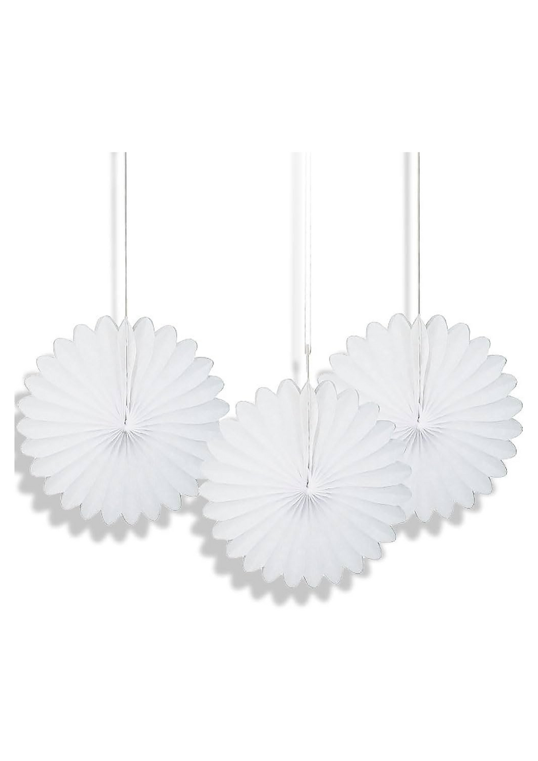 White Tissue Paper Fans 3ct