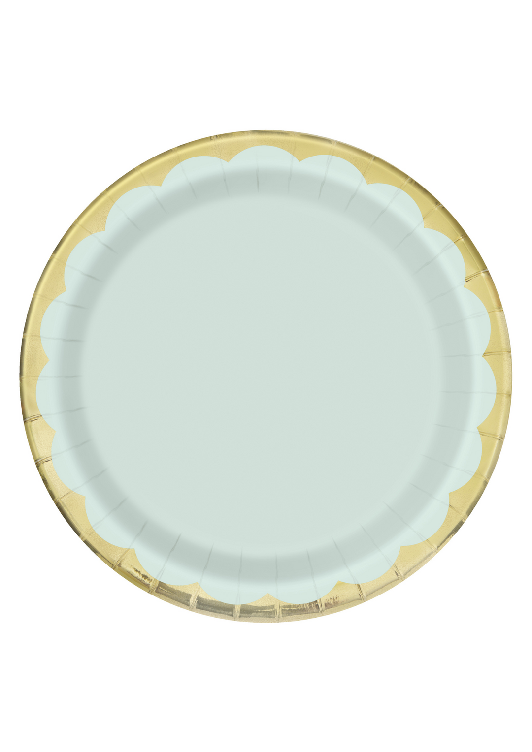 Scalloped Gold & Light Blue Round Dinner Plate 8ct