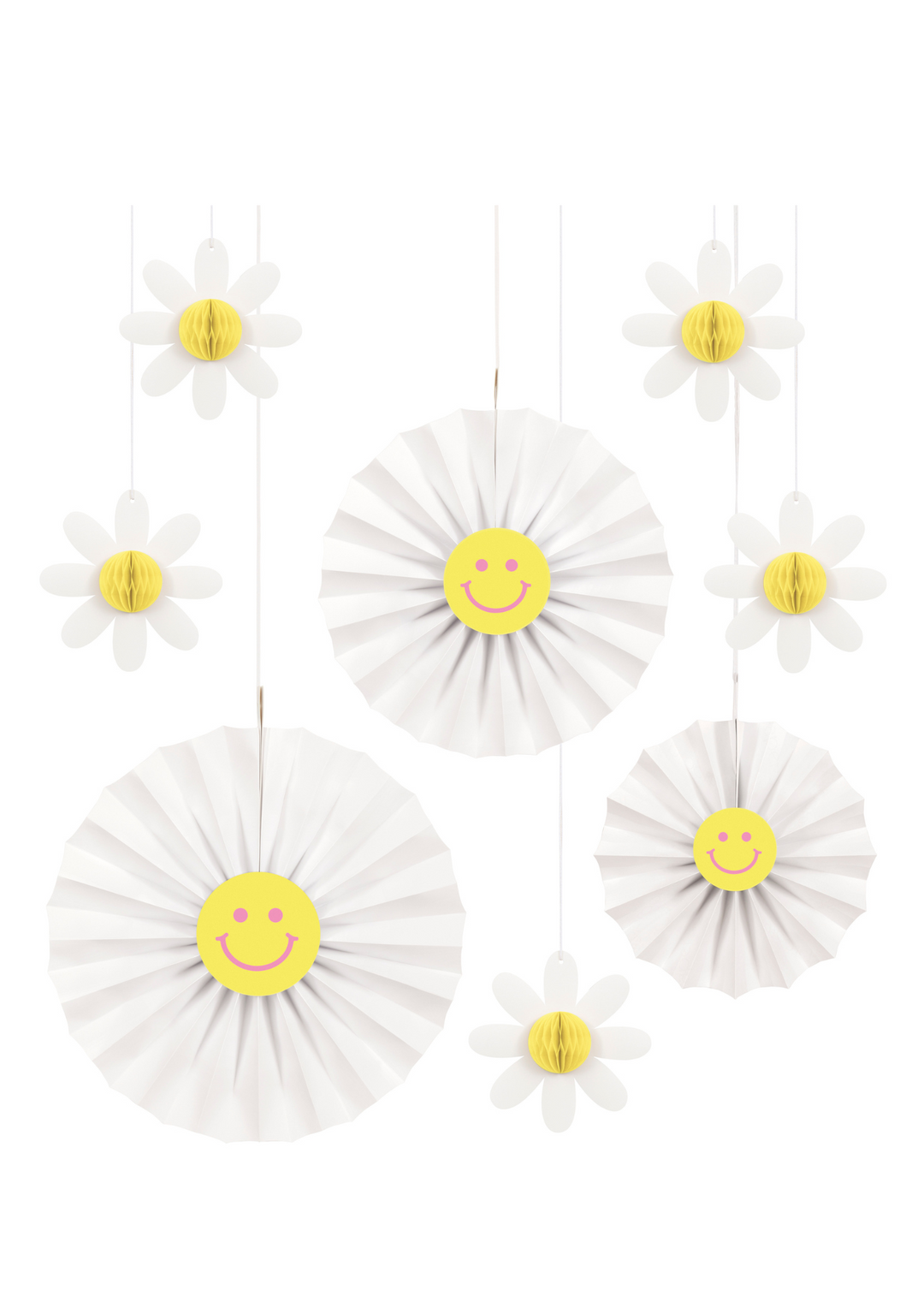 3D Honeycomb Tissue and Daisies Decor 8ct