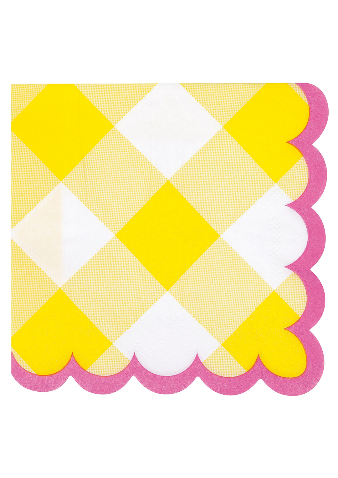 Pastel Gingham Scalloped Edge Beverage Napkins 16ct