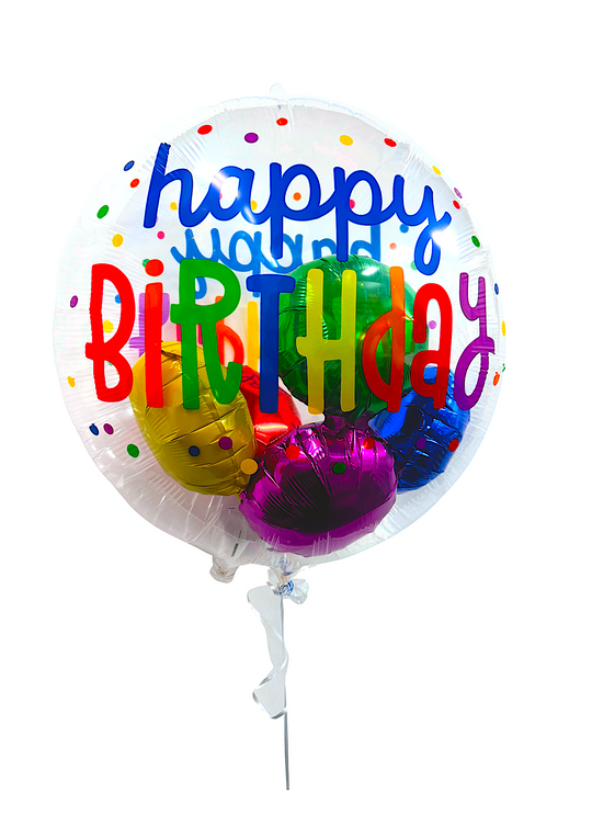 Happy Birthday balloon clear with Mini balloons inside