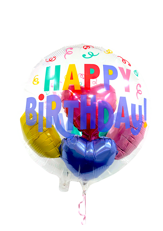 Happy Birthday balloon clear with Mini balloons inside