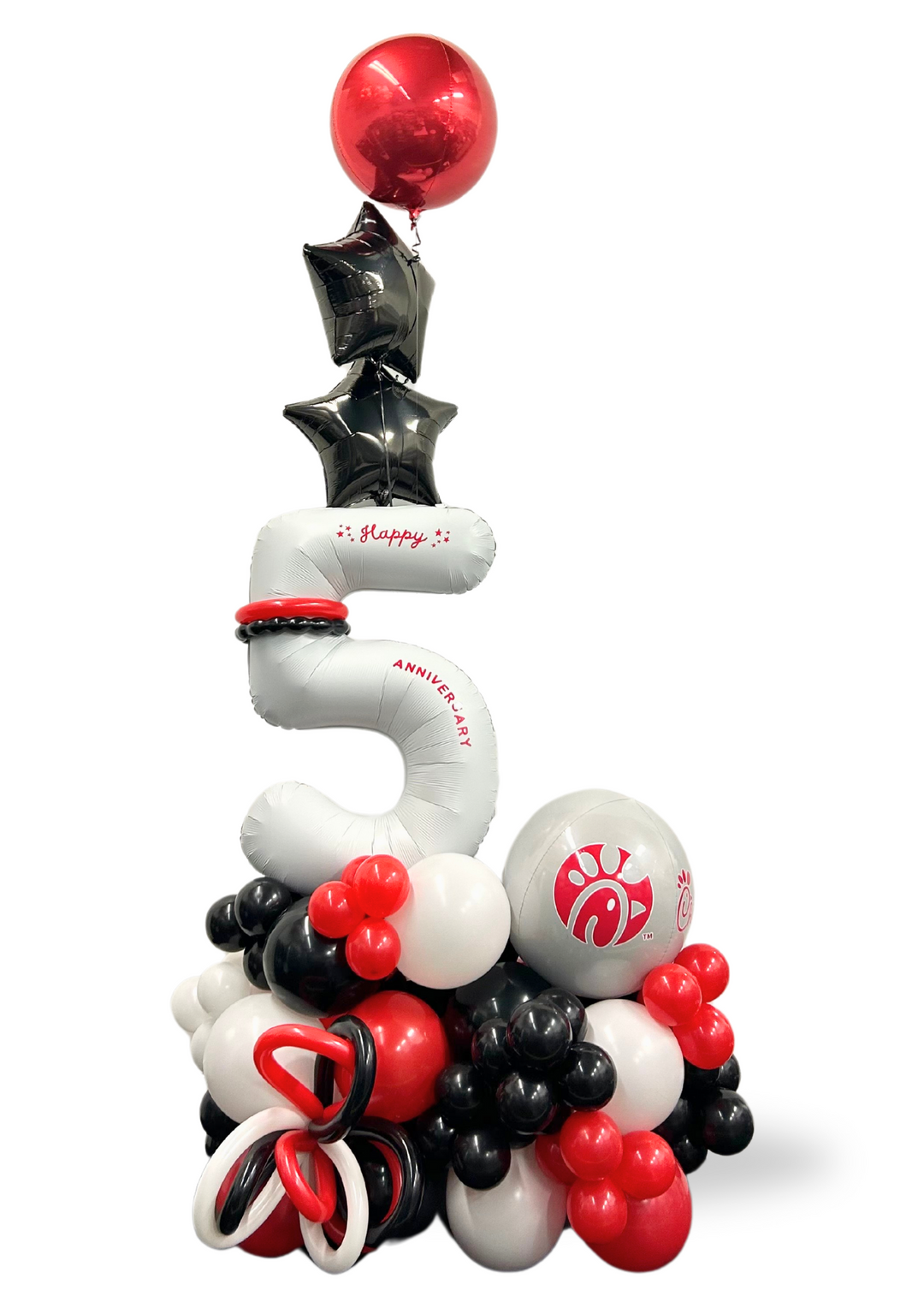 Air filled Branded Stand with 34" Number + ORBZ Balloon Bouquet