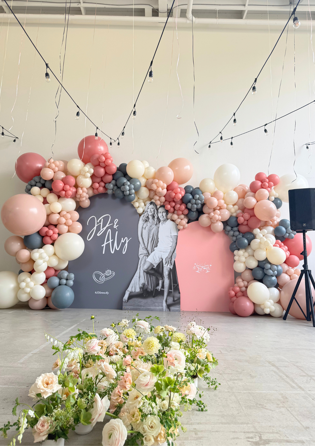 Custom wall installation with balloon garland