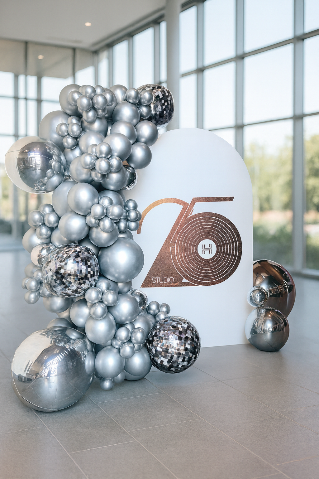 Custom Wall with disco theme foil garland