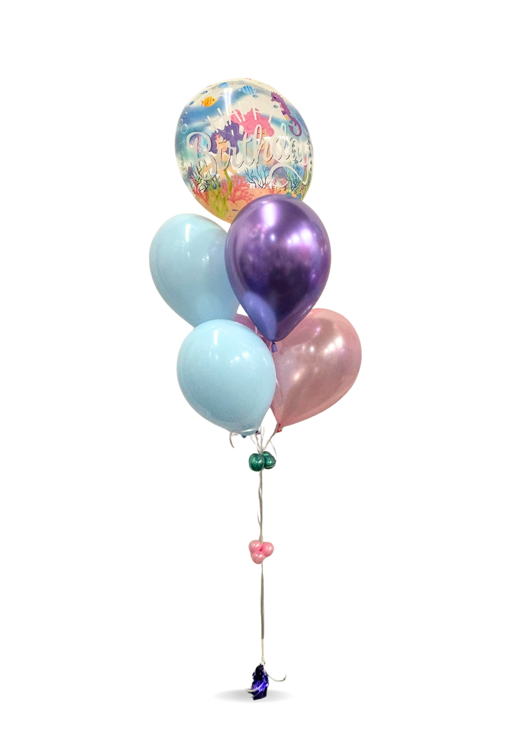 mermaid balloon bouquet with 3D mermaid birthday balloon