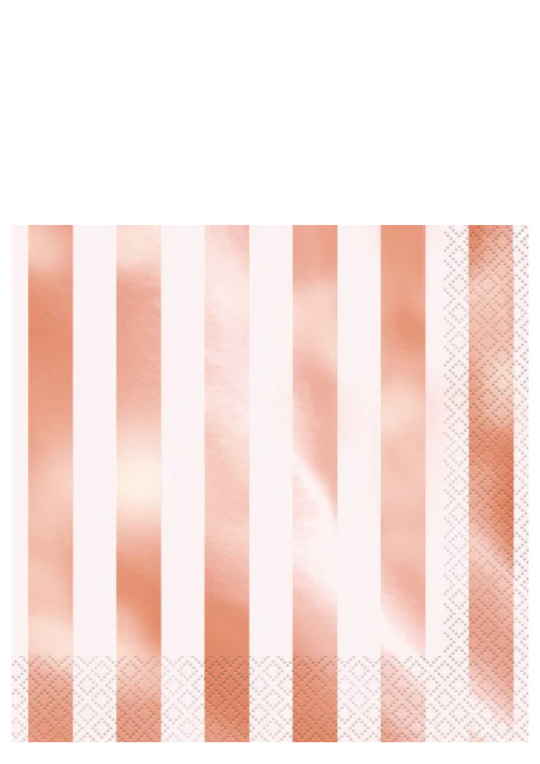 (Gold/Silver/Rosegold/Iridescent) Foil Stripes Luncheon Napkins 16ct - Foil Stamping