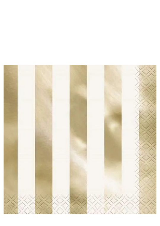 (Gold/Silver/Rosegold/Iridescent) Foil Stripes Luncheon Napkins 16ct - Foil Stamping