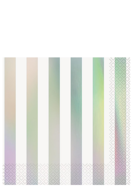 (Gold/Silver/Rosegold/Iridescent) Foil Stripes Luncheon Napkins 16ct - Foil Stamping