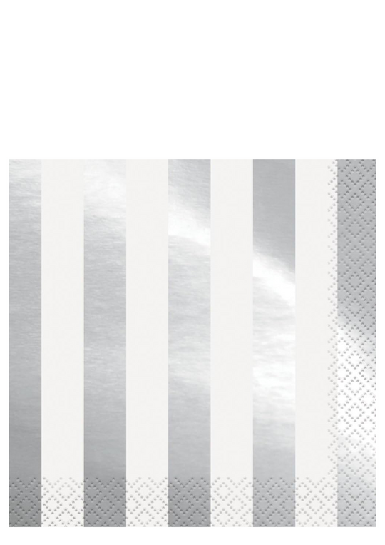 (Gold/Silver/Rosegold/Iridescent) Foil Stripes Luncheon Napkins 16ct - Foil Stamping