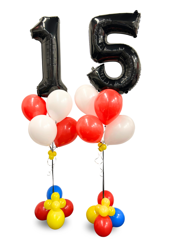 Number Balloon bouquet with bubble cluster (qty 1)