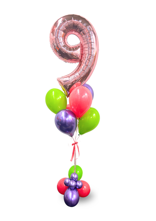 Number Balloon bouquet with bubble cluster (qty 1)