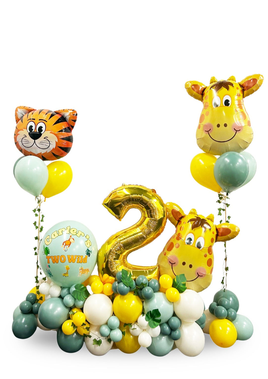 TWO wild Custom Message Balloon Cluster Stand