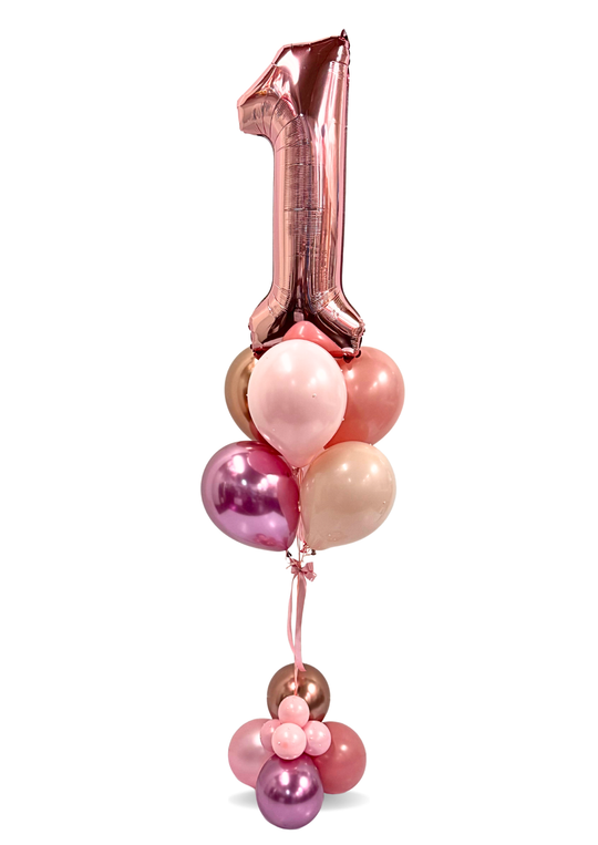 Number Balloon bouquet with bubble cluster (qty 1)