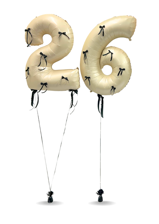Numbers balloons with bow accents (QTY 1)