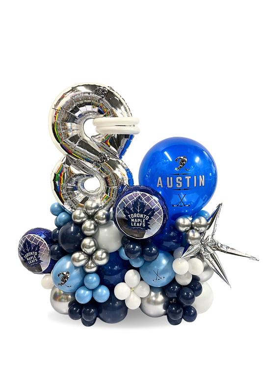 Custom Message hockey theme birthday number stand