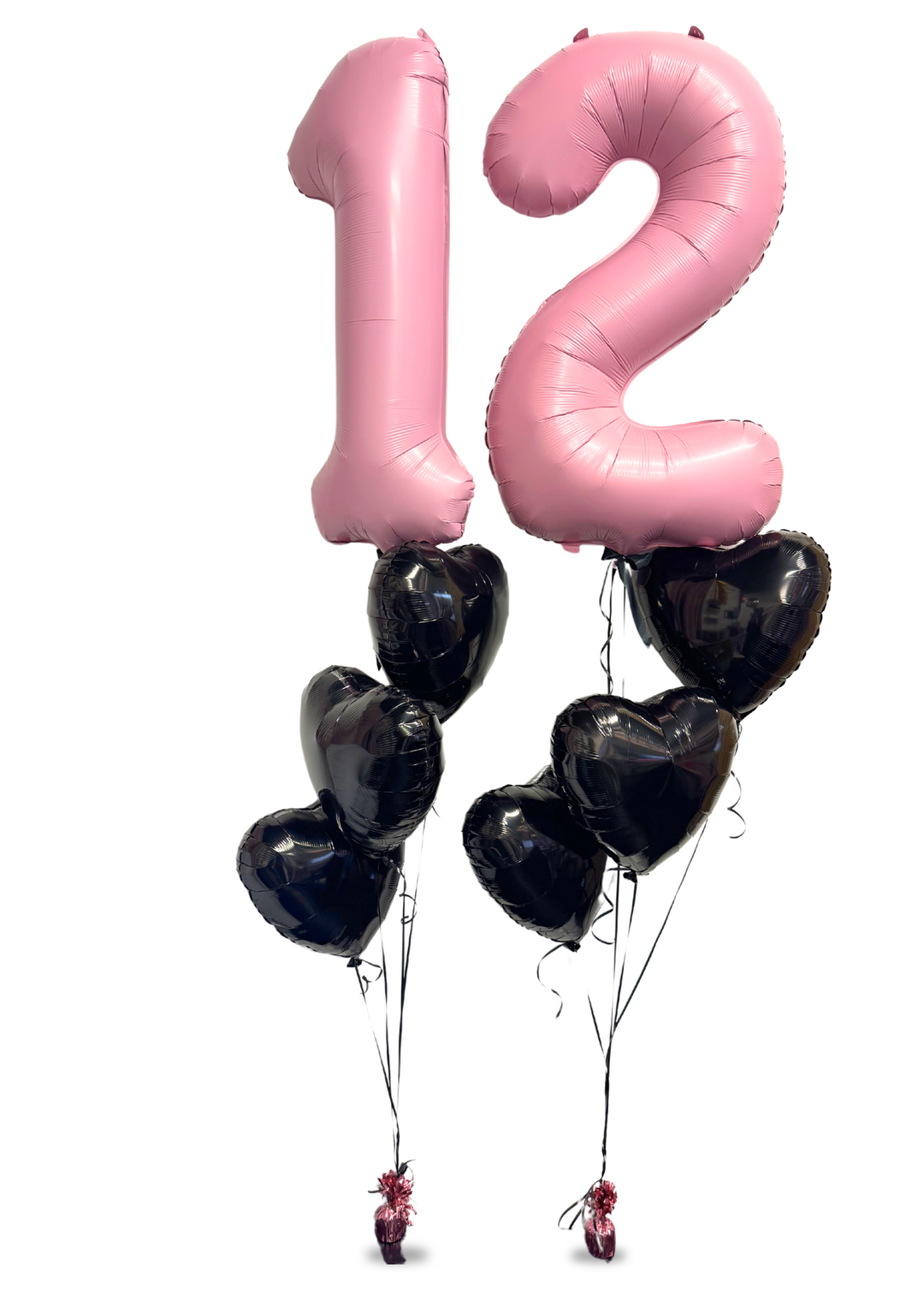 Pink numbers with black hearts