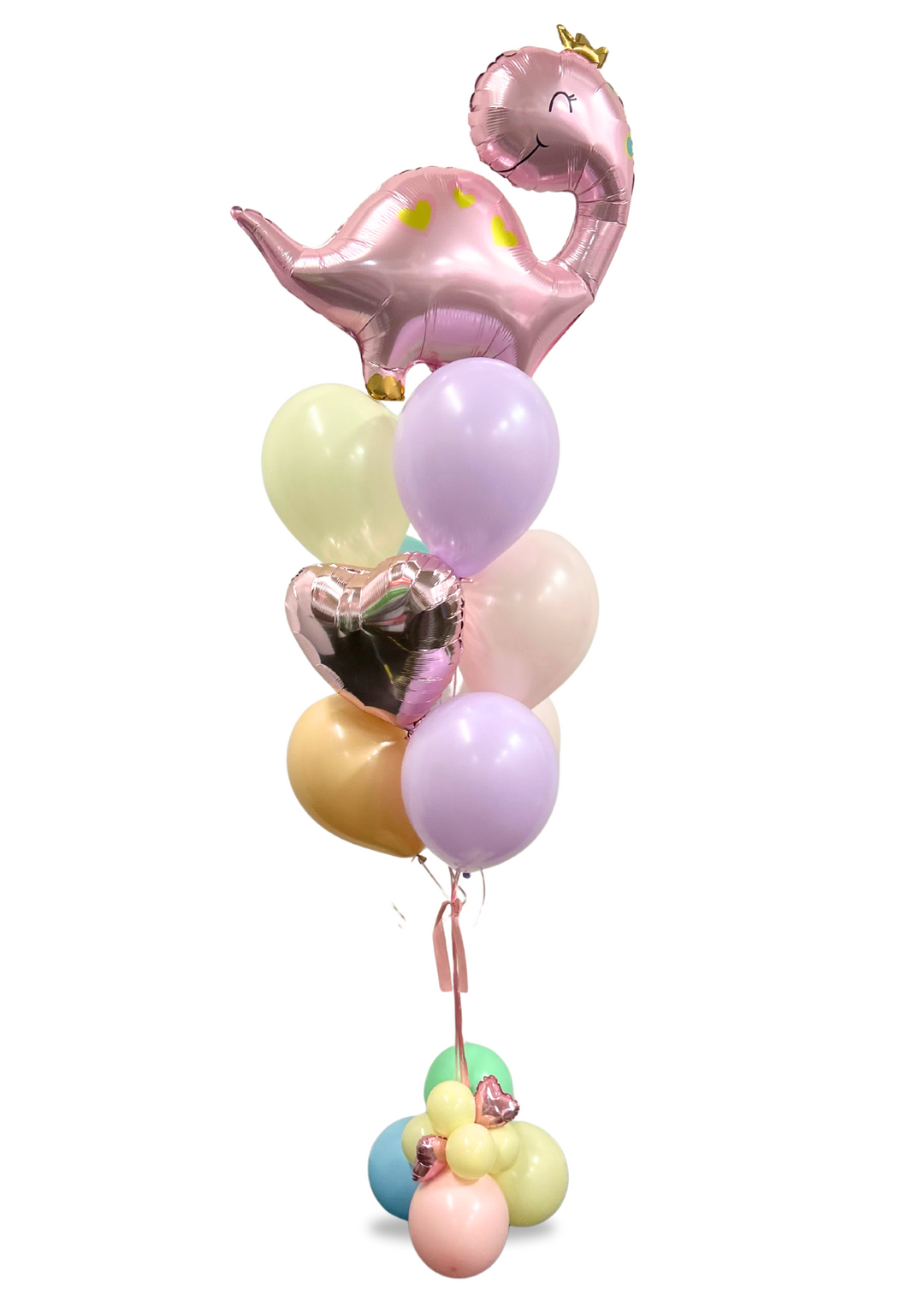 Pink Dinosaur balloon package with heart accent